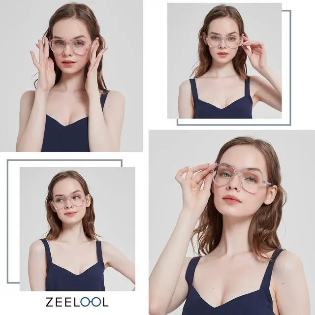 Alt view image 2 of 5 - Zeelool Unisex Trendy TR90 Oversized Aviator Blue Light Blocking Glasses Computer Eyeglasses Erwin ZOT02084-01 Crystal