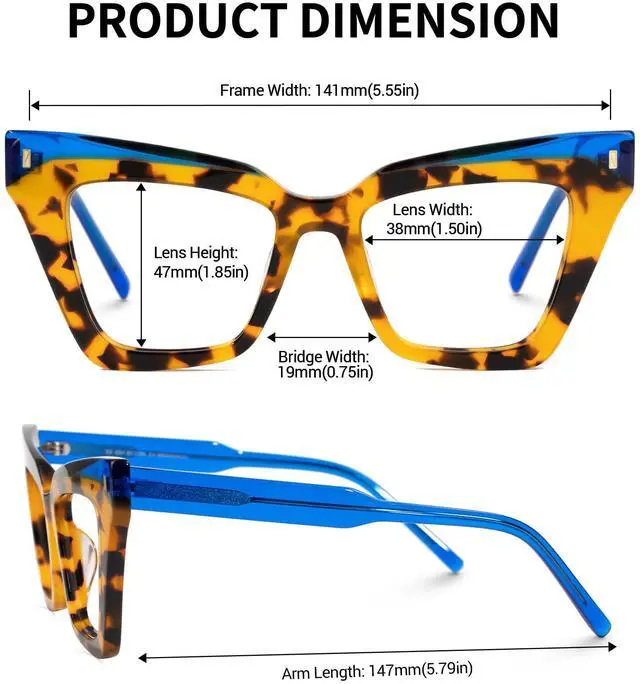 Alt view image 4 of 5 - Zeelool Women's Retro Acetate Cat Eye Glasses Frame with Non-prescription Clear Lens Eyewear Laila ZJGA650996-03 Tortoise