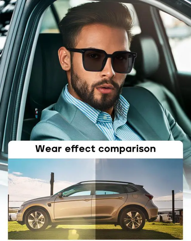 Alt view image 2 of 5 - ZanyLen Magnetic Clip On Sunglasses for Men/Women Polarized UV Protection Night Driving Sunglasses Square Blue Light Glasses