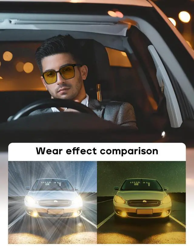 Alt view image 3 of 5 - ZanyLen Magnetic Clip On Sunglasses for Men/Women Polarized UV Protection Night Driving Sunglasses Square Blue Light Glasses