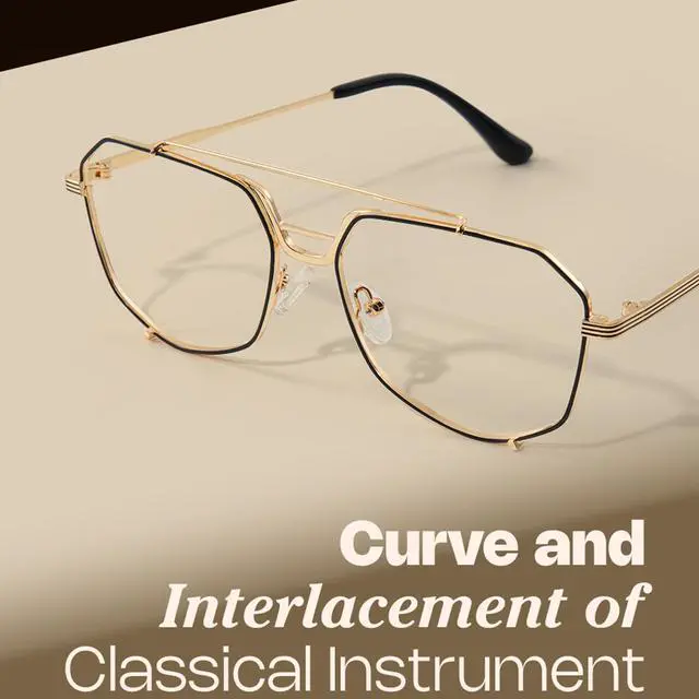 Alt view image 4 of 5 - Zeelool Aviator Blue Light Glasses Men Oversized Pilot Frame Eyeglasses Fashion Metal Designer Full Eyewear Anti Eyestrain JGM384693-01B