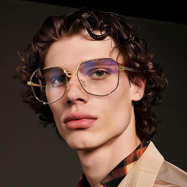 Alt view image 3 of 5 - Zeelool Aviator Blue Light Glasses Men Oversized Pilot Frame Eyeglasses Fashion Metal Designer Full Eyewear Anti Eyestrain JGM384693-01B