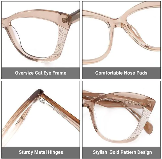 Alt view image 5 of 5 - Zeelool Vintage Cat Eye Blue Light Blocking Glasses for Women Amy JGA300178-03 Champagne