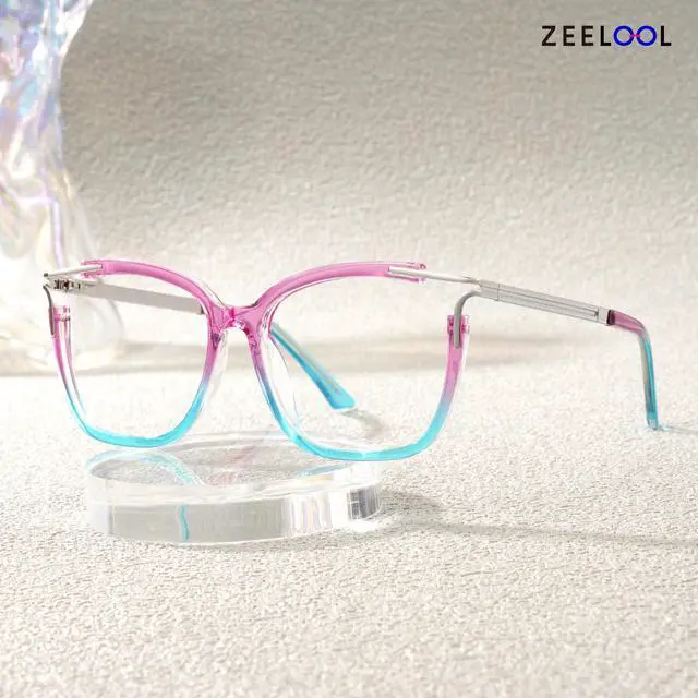 Alt view image 3 of 5 - Zeelool Square Blue Light Glasses for Women Chic Graffiti Designer Full Eyeglasses Oversized Non-prescription Eyewear Sidibe JGT261246-07B