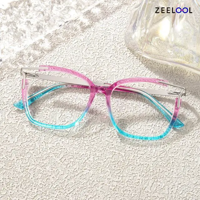 Alt view image 2 of 5 - Zeelool Square Blue Light Glasses for Women Chic Graffiti Designer Full Eyeglasses Oversized Non-prescription Eyewear Sidibe JGT261246-07B