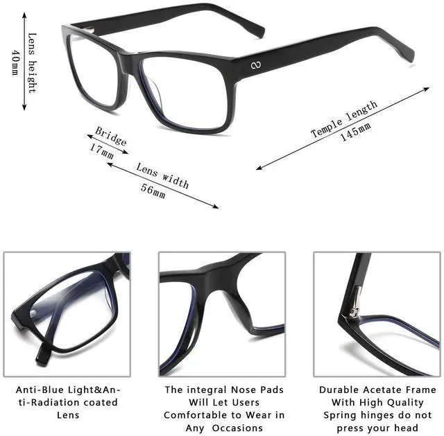 Alt view image 2 of 5 - Zero D Chic Square Blue Light Blocking Glasses Computer Eyeglasses Anti Eyestrain Eyewear Frame Men Women