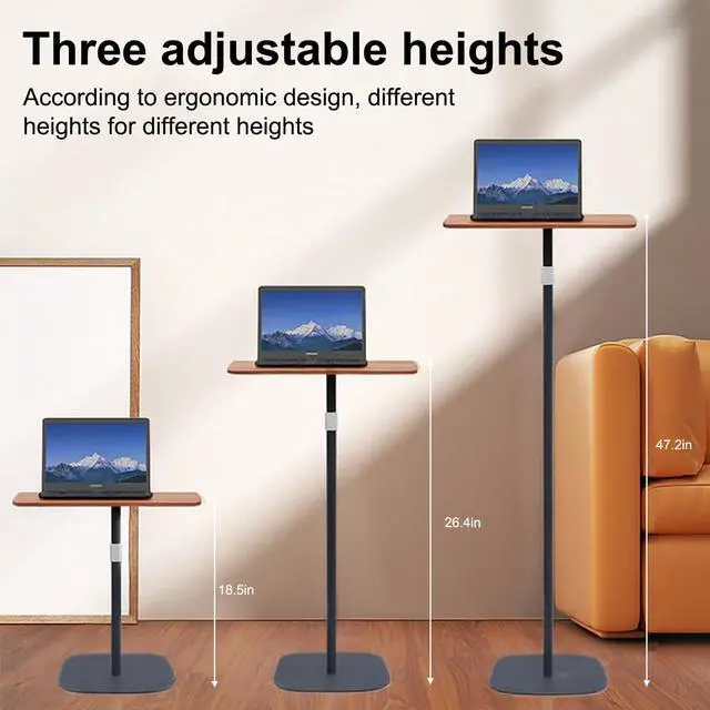 Alt view image 2 of 5 - Zjyufy Laptop Stand Desk Portable Laptop Floor Stand Adjustable Height 18.5-47" Projector Floor Stand Bedside Sofa End Table for Home Office Meeting Room