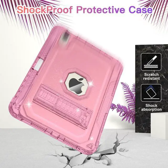 Alt view image 5 of 5 - ZoneFoker Case for iPad Mini A17 Pro, for iPad Mini 7th/6th Generation Case 8.3 inch 2024/2021 with Pencil Holder/Stand, Slim Cover for i Pad Mini 7/6 (Clear Glitter Pink)