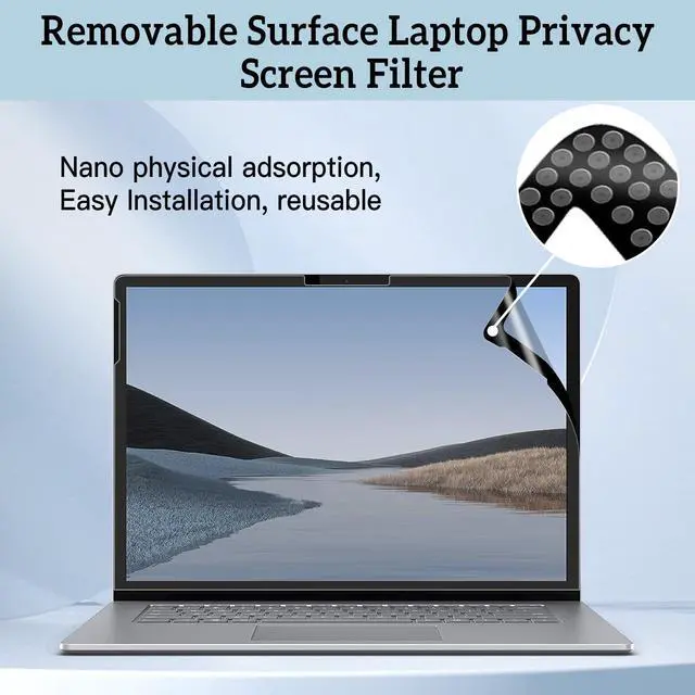 Alt view image 3 of 5 - ZOEAGG Privacy Screen for Surface Laptop 15 inch, Removable Surface Laptop 7 Privacy Screen, Reusable/Easy Installation/Anti-Spy/Anti-Glare/Anti Blue Light for Microsoft Surface Computer