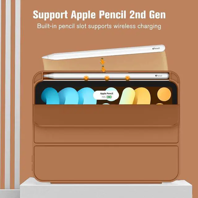 Alt view image 2 of 5 - ZryXal for iPad Mini 7 Case A17 Pro 2024/iPad Mini 6 Case 2021 8.3 Inch with Pencil Holder, iPad Mini 7th/6th Generation Case with Soft TPU Back and Auto Sleep/Wake, Brown