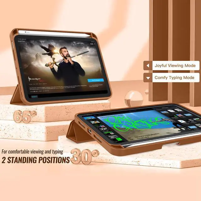 Alt view image 3 of 5 - ZryXal for iPad Mini 7 Case A17 Pro 2024/iPad Mini 6 Case 2021 8.3 Inch with Pencil Holder, iPad Mini 7th/6th Generation Case with Soft TPU Back and Auto Sleep/Wake, Brown