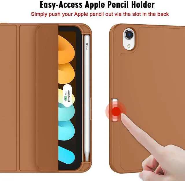 Alt view image 5 of 5 - ZryXal for iPad Mini 7 Case A17 Pro 2024/iPad Mini 6 Case 2021 8.3 Inch with Pencil Holder, iPad Mini 7th/6th Generation Case with Soft TPU Back and Auto Sleep/Wake, Brown