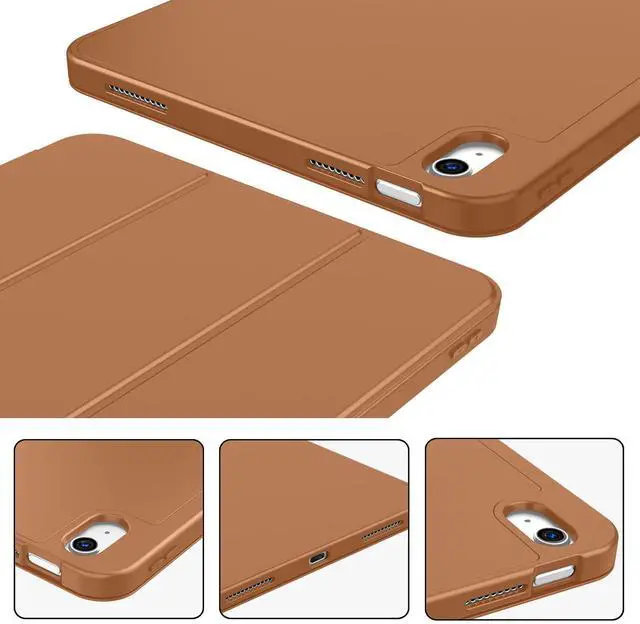 Alt view image 4 of 5 - ZryXal New iPad 10th Generation Case 10.9 Inch 2022 with Pencil Holder, Smart iPad Case with Soft TPU Back [Support Auto Wake/Sleep] (Brown)