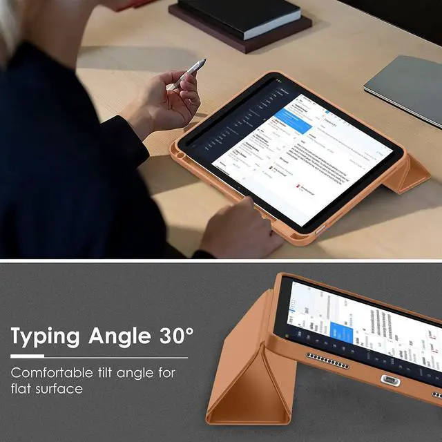 Alt view image 5 of 5 - ZryXal New iPad 10th Generation Case 10.9 Inch 2022 with Pencil Holder, Smart iPad Case with Soft TPU Back [Support Auto Wake/Sleep] (Brown)