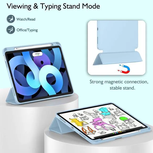 Alt view image 5 of 5 - ZryXal iPad Air 11 Inch Case M3 2025 / M2 2024, iPad Air Case 5th Generation/4th Generation 2022/2020 10.9 Inch [Support Touch ID and Auto Wake/Sleep] (Sky Blue)