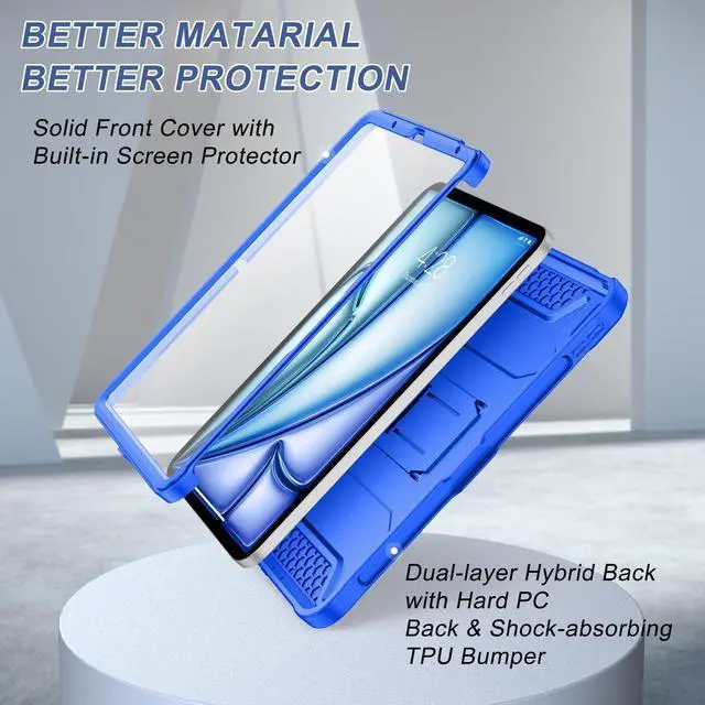 Alt view image 5 of 5 - Soke Case for iPad Air 11-inch M3/M2 (2025/2024), iPad Air 5th/4th Generation 10.9-inch (2022/2020), with Built-in Screen Protector and Kickstand, Rugged Full Body Protective Cover - Abyss Blue