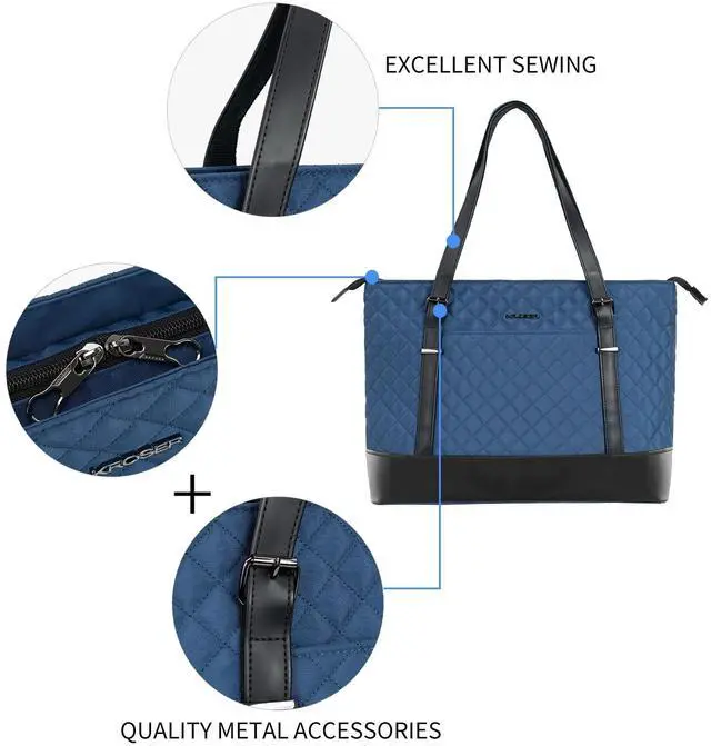 Alt view image 3 of 5 - KROSER Laptop Tote Bag 15.6 Inch with USB Port, Large Work Tote Bag Computer Shoulder Bag for Women, Laptop Carrying Case Stylish Handbag Gift for Office Business Travel(Haze Blue)