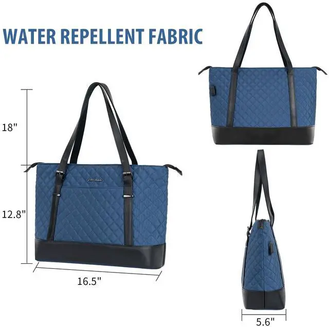 Alt view image 4 of 5 - KROSER Laptop Tote Bag 15.6 Inch with USB Port, Large Work Tote Bag Computer Shoulder Bag for Women, Laptop Carrying Case Stylish Handbag Gift for Office Business Travel(Haze Blue)