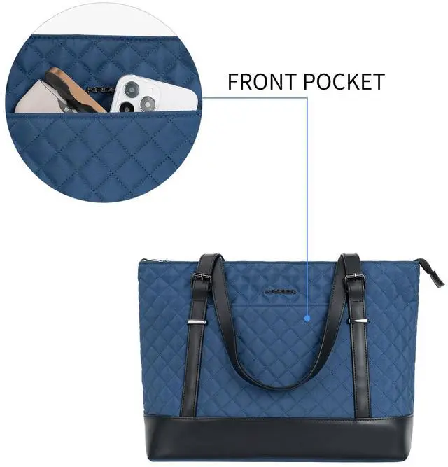 Alt view image 5 of 5 - KROSER Laptop Tote Bag 15.6 Inch with USB Port, Large Work Tote Bag Computer Shoulder Bag for Women, Laptop Carrying Case Stylish Handbag Gift for Office Business Travel(Haze Blue)