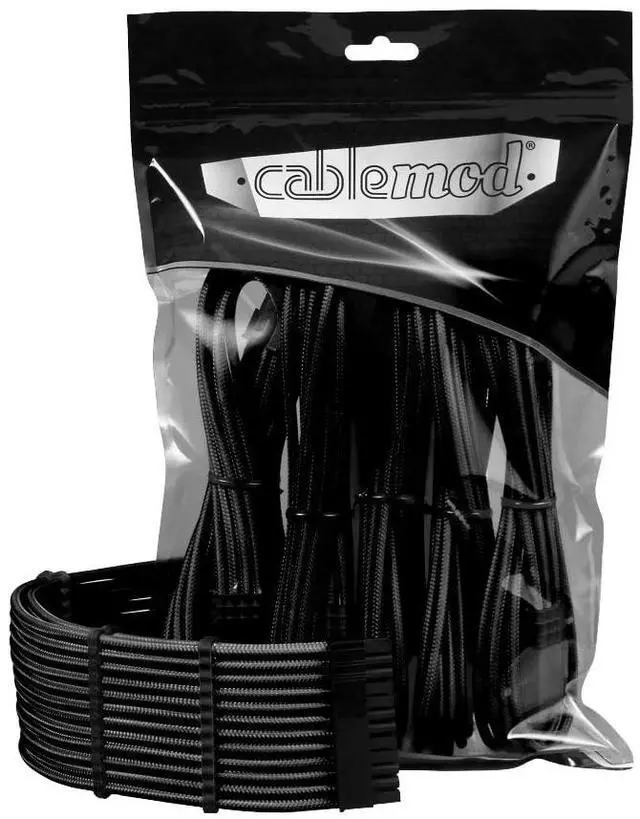 Main image of CableMod Pro ModFlex Sleeved 12V-2x6 12VHPWR StealthSense Cable Extension Kit (Black, 16-pin to Triple 8-pin)
