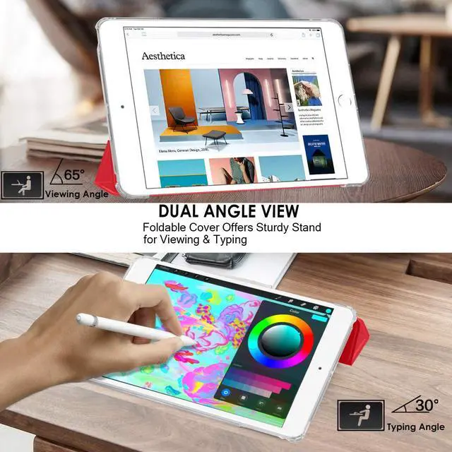 Alt view image 4 of 5 - DuraSafe Cases for iPad Air 3rd Gen 10.5 Inch 2017/2019 [ PRO 10.5 Air 3 ] A1701 A1709 A1852 A2152 A2123 A2153 A2154 UltraSlim Lightweight Shock Absorbant Flexible TPU Protective Clear Case - Red