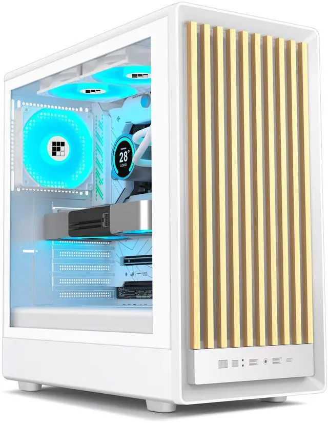 Main image of FOIFKIN M1 PC Case -Walnut Front pane Pre-Installed 4 PWM ARGB Fan, ATX Mid-Tower Gaming PC Case, with Type-C,FOIFKIN (White, M1)