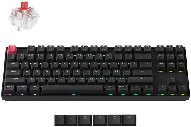 Main image of Keychron K8 Version 2 TKL Custom Wireless Mechanical Keyboard, QMK Programmable Bluetooth 5.2/Wired, RGB Backlit with Shine-Through PBT Keycaps, Super Red Switch for Mac Windows Linux