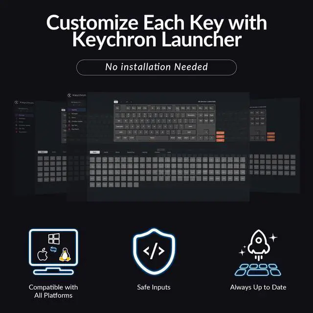 Alt view image 5 of 5 - Keychron K8 Version 2 TKL Custom Wireless Mechanical Keyboard, QMK Programmable Bluetooth 5.2/Wired, RGB Backlit with Shine-Through PBT Keycaps, Super Red Switch for Mac Windows Linux