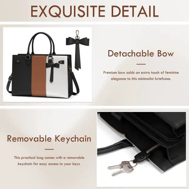 Alt view image 5 of 5 - Laptop Bag for Women 15.6 Inch Laptop Tote Bag Waterproof Pu Leather Work Bag Computer Briefcase Office Teacher Handbag