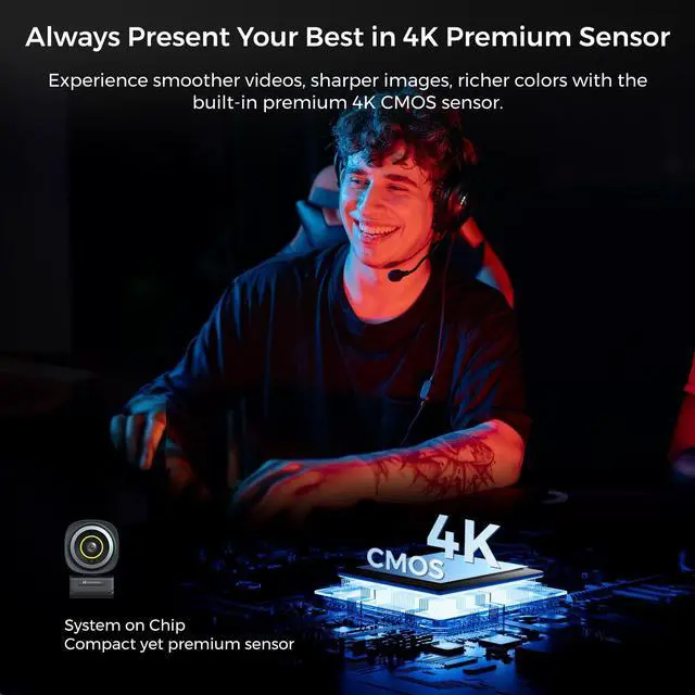 Alt view image 2 of 5 - NearStream V08AF 4K Webcam and SL10B Selfie Light, Streaming Webcam with Software Control, Adjustable FOV, Webcam Light with Adjustable Brightness & Color Temp, for Video Call/Online Meet/Livestream