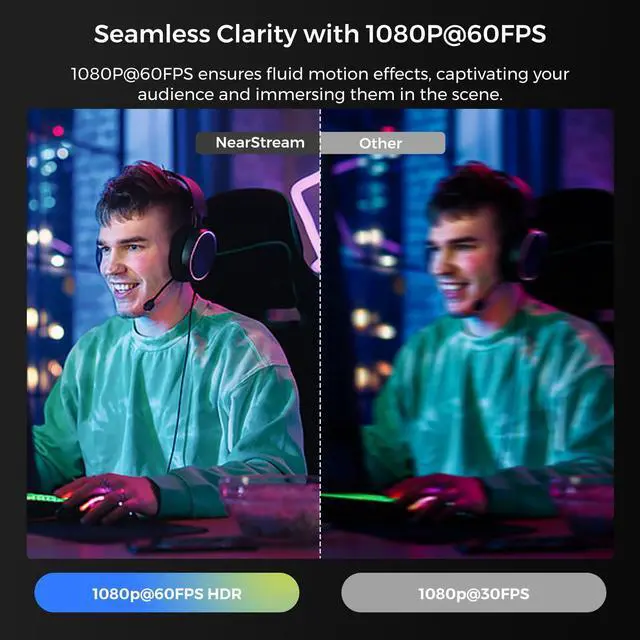 Alt view image 3 of 5 - NearStream V08AF 4K Webcam and SL10B Selfie Light, Streaming Webcam with Software Control, Adjustable FOV, Webcam Light with Adjustable Brightness & Color Temp, for Video Call/Online Meet/Livestream
