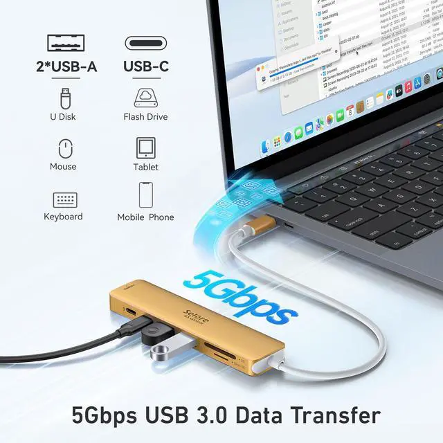 Alt view image 5 of 5 - USB C Hub HDMI Adapter for MacBook Pro/Air, 7 in 1 USBC Dongle with HDMI, SD/TF Card Reader, USB C Data Port,100W PD, and 2 USB 3.0 Compatible for MacBook Pro/Air, Dell XPS, Lenovo Thinkpad.
