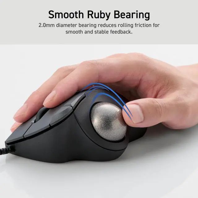 Alt view image 3 of 5 - ELECOM Ergonomic Comfort Design Trackball IST Wired USB-A Connection, Smooth Tracking with Ruby Ball Bearing, 36mm Ball, Thumb Control, Compatible for Windows, PC, and Mac White (M-IT10URWH)