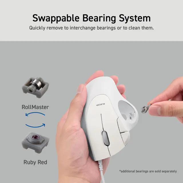 Alt view image 5 of 5 - ELECOM Ergonomic Comfort Design Trackball IST Wired USB-A Connection, Smooth Tracking with Ruby Ball Bearing, 36mm Ball, Thumb Control, Compatible for Windows, PC, and Mac White (M-IT10URWH)