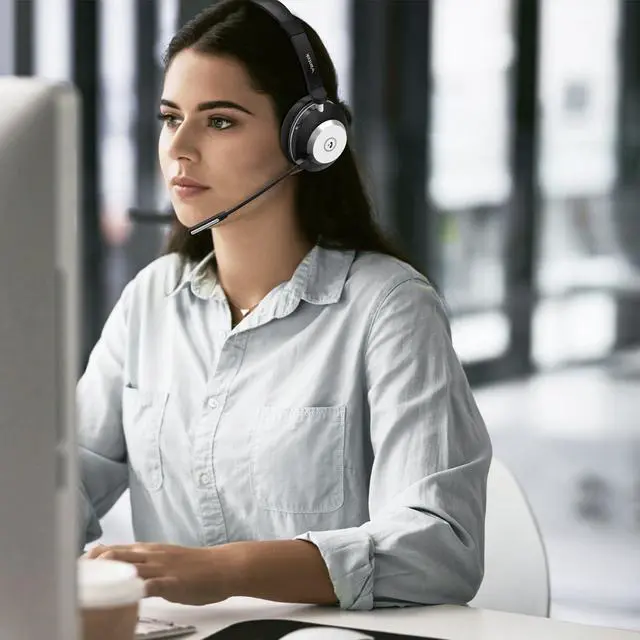 Alt view image 5 of 5 - Wantek Wireless Headset with Mic- USB & Bluetooth Connectivity, 50-Hour Battery Life, AI Noise Cancelling Adjustable Microphone Charging Dock, Comfort Fit for Home/Office/Mobile Phone