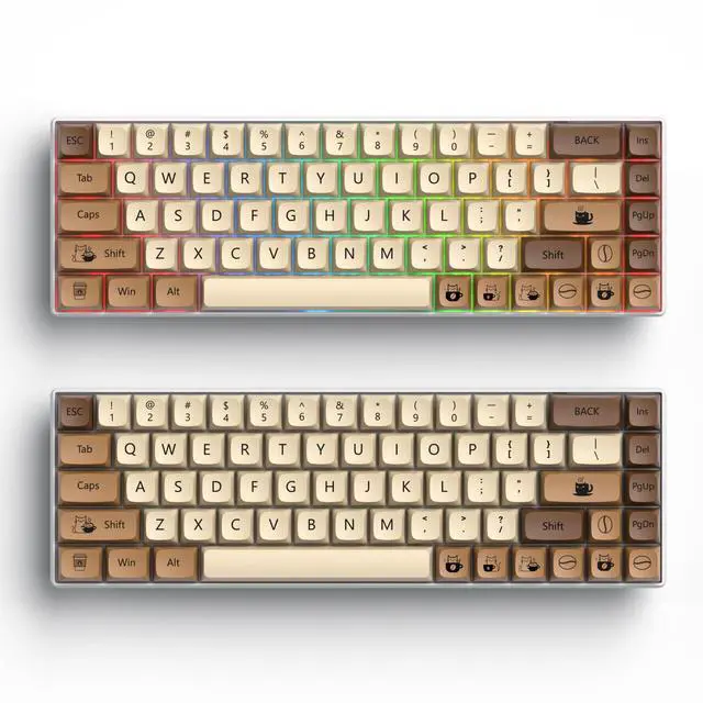 Alt view image 4 of 5 - Owpkeenthy Retro XDA Keycaps, PBT 138 Keys Brown Keycap Set for Cherry MX Covers Fullsize 60% 65% 75% Keyboard XDA Coffee Cat