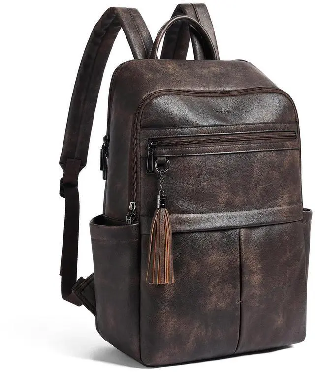 Main image of Mroede Laptop Backpack for Women 15.6" Leather Backpacks Purse Work Computer Backpack for Travel College Business,Coffee
