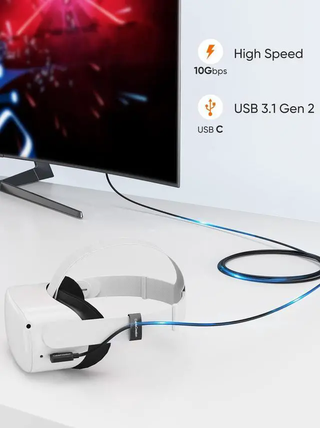 Alt view image 4 of 5 - CableCreation -Upgraded Version USB C Fiber Optic Link VR Cable 16FT, USB C 3.2 Gen2 Cable USB C to C 10 Gbps Highly Speed Data Compatible with Quest 3/Quest 2 Virtual Reality Headsets and Gaming PC