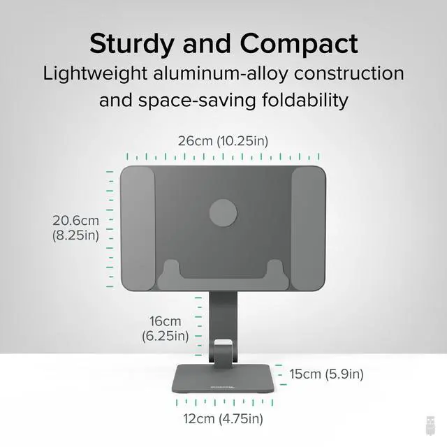 Alt view image 5 of 5 - Plugable Magnetic iPad Stand for iPad Pro 12.9 (2022)  Strong Magnetic Mount, 360° Rotation, Foldable & Portable Tablet Holder (AMS-STAND13)
