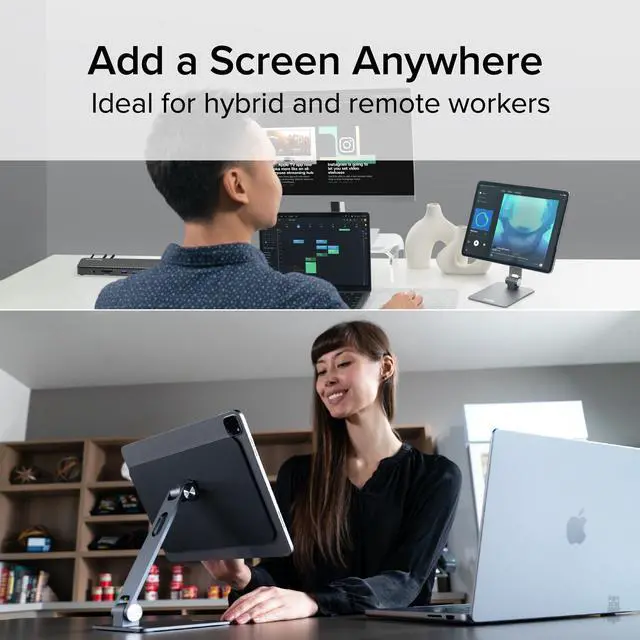 Alt view image 3 of 5 - Plugable Magnetic iPad Stand for iPad Pro 12.9 (2022)  Strong Magnetic Mount, 360° Rotation, Foldable & Portable Tablet Holder (AMS-STAND13)