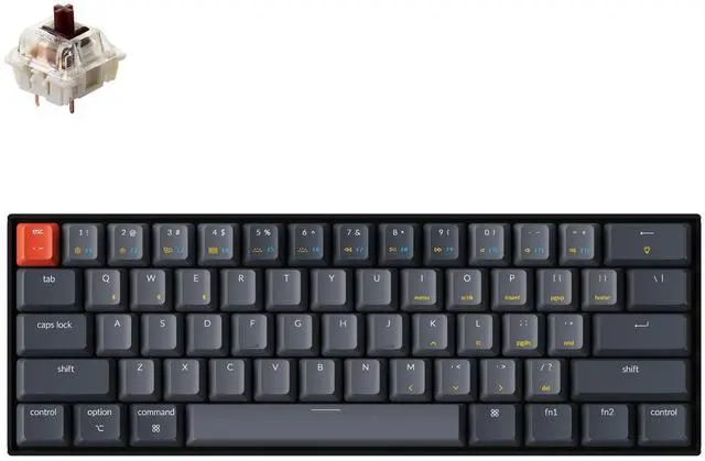 Main image of Keychron K12 60% Layout Hot-Swappable Bluetooth Wireless/USB Wired Mechanical Keyboard with Gateron G Pro Brown Switch RGB Backlit, Compact 61-Key Computer Gaming Keyboard Compatible with Mac Windows