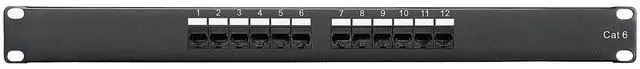 Main image of Shaxon MP117HA128-B, Category 6 Patch Panel, 12 Port, RJ45-110