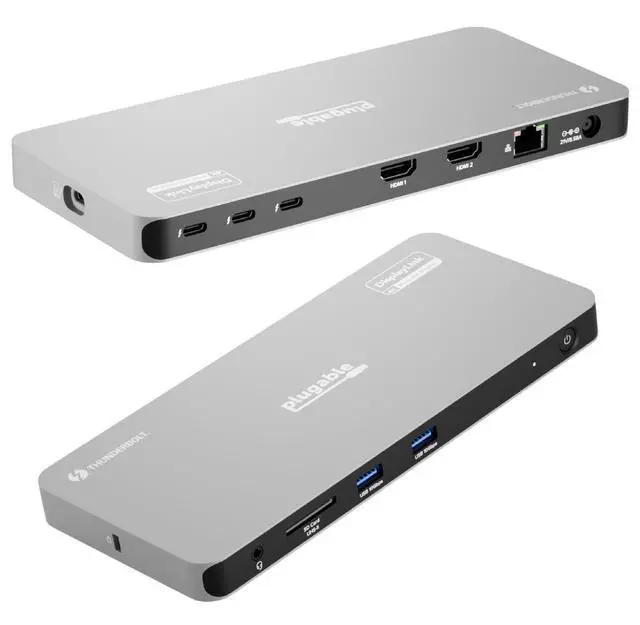 Main image of Plugable Thunderbolt 4 Dock for Quad Monitors 100W, Thunderbolt Docking Station Connects up to Four 4K Monitors for Windows and Mac Laptops, 2x HDMI, 4x Thunderbolt 4/USB C, Driver Required TBT-6950PD