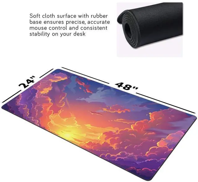 Alt view image 5 of 5 - ZOCOZY 48 x 24 Inches Cute Desk Mat Kawaii Pink Purple Desk Pad Anime 3XL Large Mouse Pad Big Full Desk Gaming Mousepad Laptop Computer Keyboard Mouse MatDesk Decor Desk Accessories