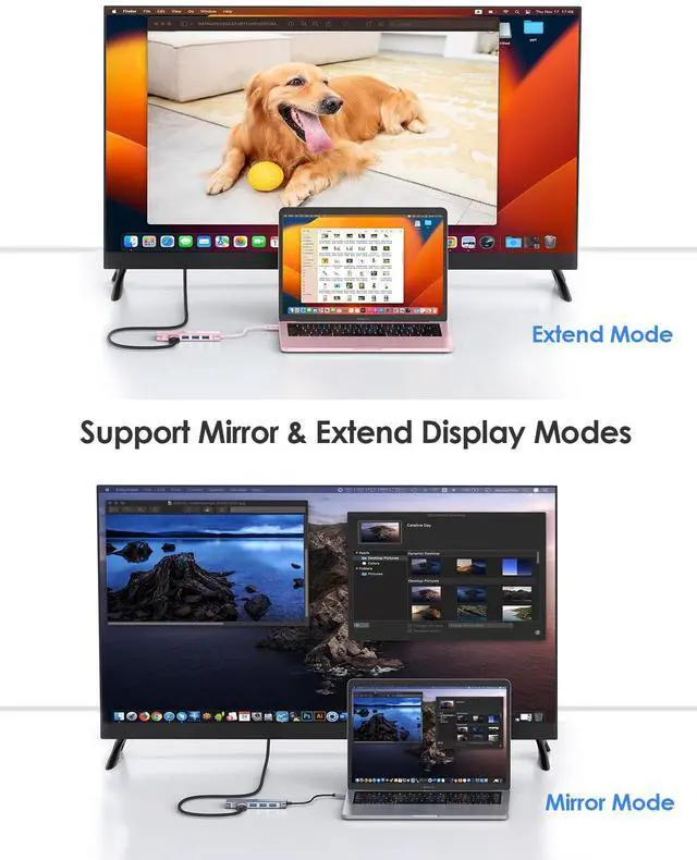 Alt view image 5 of 5 - LENTION USB C Hub with 4K HDMI, 3 USB 3.0, SD/Micro SD 3.0 Card Reader, Compatible 2023-2016 MacBook Pro, New Mac Air, Chromebook, iPhone15 or More, Stable Driver Adapter (C34, Rose Gold)