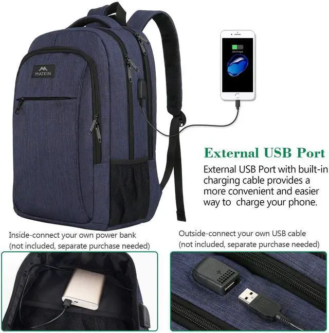 Alt view image 2 of 5 - MATEIN Laptop Backpack with USB Charging Port,Slim Travel Backpack with Laptop Compartment for Men and Women, Smell Proof Bag, Travel Storage Case with Detachable Shoulder Strap
