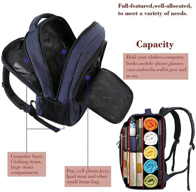 Alt view image 4 of 5 - MATEIN Laptop Backpack with USB Charging Port,Slim Travel Backpack with Laptop Compartment for Men and Women, Smell Proof Bag, Travel Storage Case with Detachable Shoulder Strap