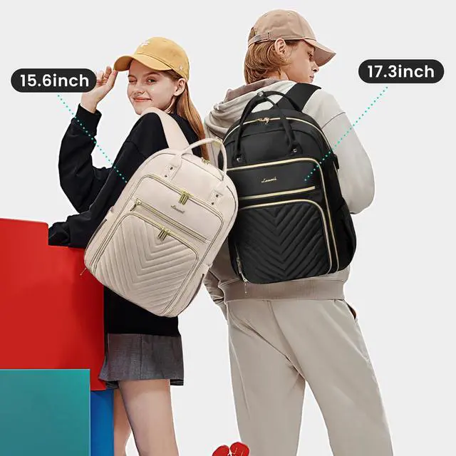 Alt view image 2 of 5 - LOVEVOOK Laptop Backpack Women Teacher Backpack,15.6 Inch Laptop Bag with USB Port,Waterproof Daypack for Work Travel Antiquewhite