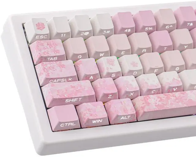 Main image of Tsungup Keycaps Cherry Blossom Tie-Dye Keycap Set - Custom Side Printed PBT Pink Keycaps,131 Keys Gradient DoubleShot Sakura Key caps Cherry Profile Keyboard Key caps for Mechanical Keyboards