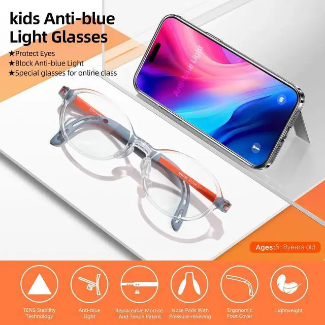 Alt view image 4 of 5 - EYEBUDDY Blue Light Glasses for Kids,Blue Light Blocking Glasses for Boys Girls Ages 3-13, Bluelight Glasses Computer, Gaming, Reading